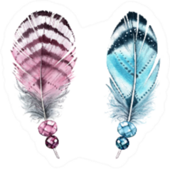 Watercolor Feathers With Gemstones Jeweler Sticker
