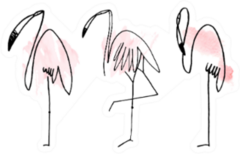 Watercolor Flamingos Hand Drawn Illustration Sticker