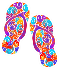 Watercolor Flip Flop Colorful Sticker