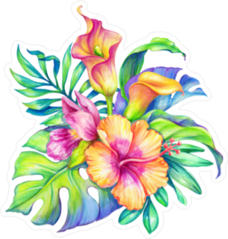 Watercolor Floral Illustration Hibiscus Sticker