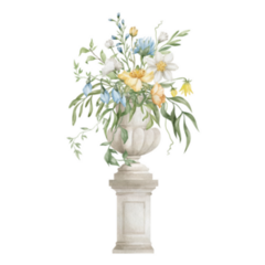 Watercolor Flower Bouquet In Antique Vase Greek Sticker