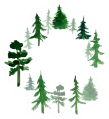 Watercolor Frame With Trees Sticker