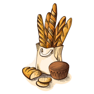 Watercolor Fresh French Bread Illustration Sticker
