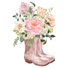 Watercolor Garden Boots With Flowers Sticker