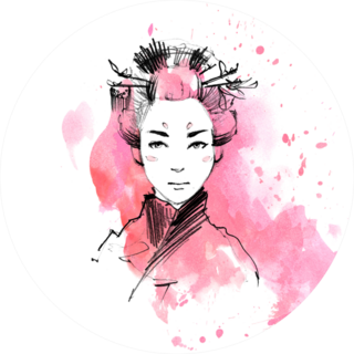 Watercolor Geisha Portrait Sticker