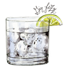 Watercolor Gin Fizz Cocktail Illustration Sticker