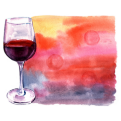 Watercolor Glass Of Red Wine Colorful Sticker
