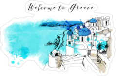 Watercolor Greek View Sticker