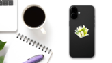 Watercolor Green Apple Fruit Sticker on a Phone (New) example