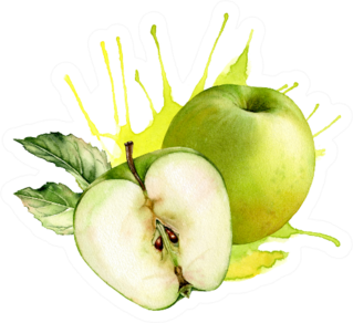Watercolor Green Apple Fruit Sticker