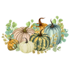 Watercolor Green & Blue Pumpkin Composition Sticker