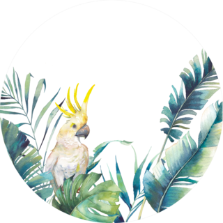 Watercolor Greenery And Big Yellow Cockatoo Frame Sticker