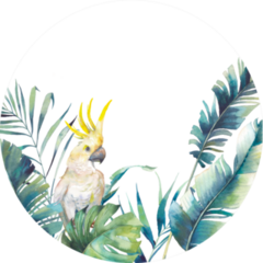 Watercolor Greenery And Big Yellow Cockatoo Frame Sticker