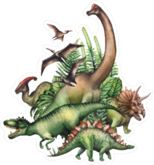 Watercolor Group of Dinosaurs Sticker