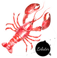 Watercolor Hand Drawn Lobster Lettering Sticker