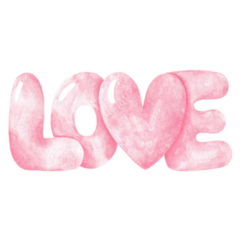 Watercolor Hand Drawn Pink Love Lettering Sticker