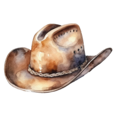 Watercolor Hand Painted Cowboy Hat Sticker