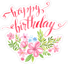 Watercolor Happy Birthday Flower Sticker