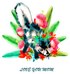 Watercolor Happy Mothers Day Skunk Sticker