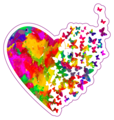 Watercolor Heart With Butterflies Sticker