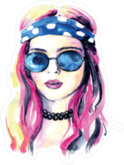 Watercolor Hippie Girl Sticker