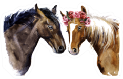 Watercolor Horses With Flowers Sticker
