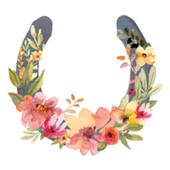 Watercolor Horseshoe Decorated With Flowers Sticker