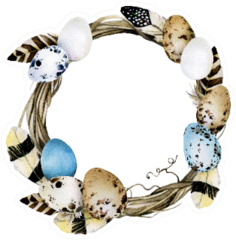 Watercolor Illustration Easter Wreath Of Branches Sticker