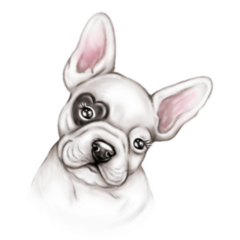 Watercolor Illustration French Bulldog Lovely Heart Face Sticker