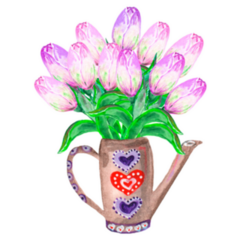 Watercolor Illustration Magnificent Bouquet Tulips Garden Sticker