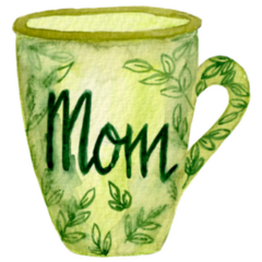 Watercolor Illustration Mom Gardening Mug Sticker