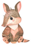 Watercolor Illustration Of A Cute Little Armadillo Sticker
