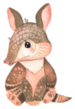 Watercolor Illustration Of A Cute Little Armadillo Sticker
