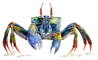 Watercolor Illustration Of A Sea Crab Sticker