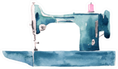 Watercolor Illustration Of A Turquoise Sewing Machine Sticker