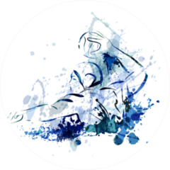 Watercolor Illustration Of A Water Polo Player In Blue Sticker