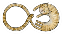Watercolor Illustration Of Cat Shaped Infinity Sign Sticker
