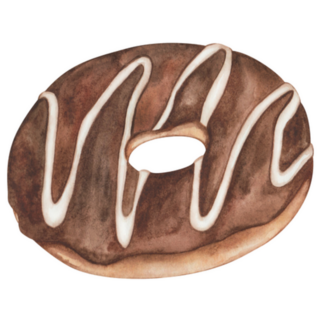 Watercolor Illustration Of Chocolate Donut Sticker
