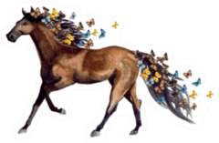 Watercolor Illustration Of Horse And Butterfly Sticker
