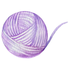 Watercolor Illustration Of Purple Ball Of Yarn For Knitting Sticker