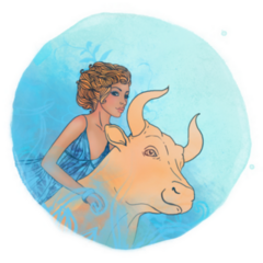 Watercolor Illustration Of Taurus Zodiac Beautiful Sticker