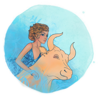 Watercolor Illustration Of Taurus Zodiac Beautiful Sticker