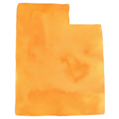 Watercolor Illustration Of Utah State Map In Bright Orange Sticker