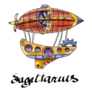 Watercolor Illustration Sagittarius Steampunk Airship Sticker