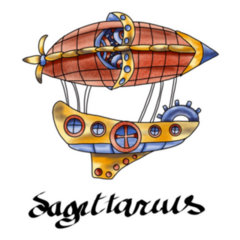 Watercolor Illustration Sagittarius Steampunk Airship Sticker