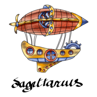 Watercolor Illustration Sagittarius Steampunk Airship Sticker