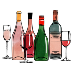 Watercolor Illustration Set Of Wine Bottles And Glasses Sticker