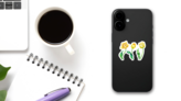 Watercolor Illustration Three Yellow Tulips Sticker on a Phone (New) example