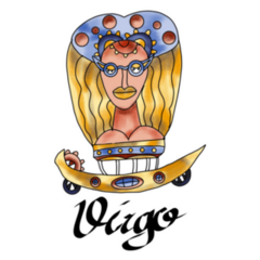 Watercolor Illustration Virgo Steampunk Airship Sticker