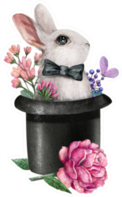 Watercolor Illustration With A Rabbit In A Hat Sticker